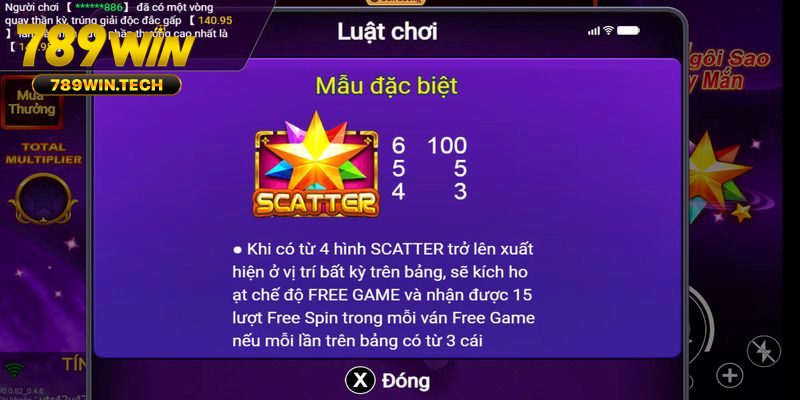 Quy tắc thưởng trong Free Game nổ hũ Ngôi Sao May Mắn
